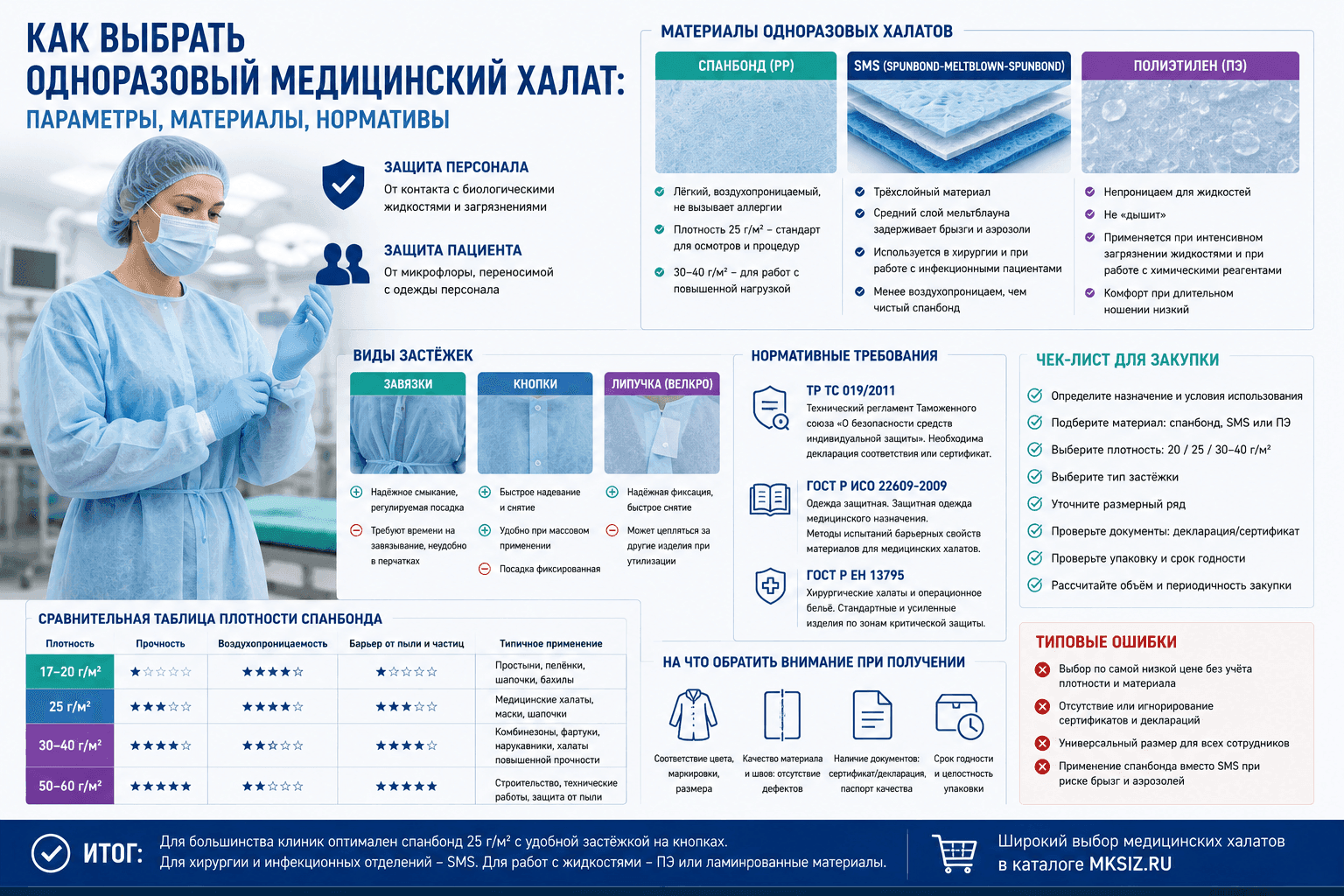 Как выбрать одноразовый медицинский халат: параметры, материалы, нормативы
